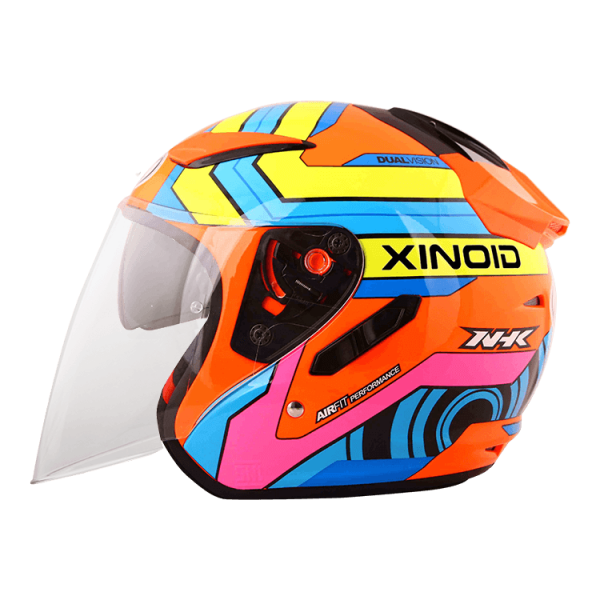 NHK R1 X立方 (Xinoid) 亮面螢光橘黃藍 彩繪 3/4罩式 透氣 內墨片