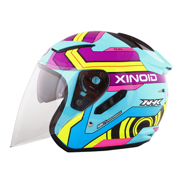 NHK R1 X立方 (Xinoid) 亮面湖水綠紫黃 彩繪 3/4罩式 透氣 內墨片