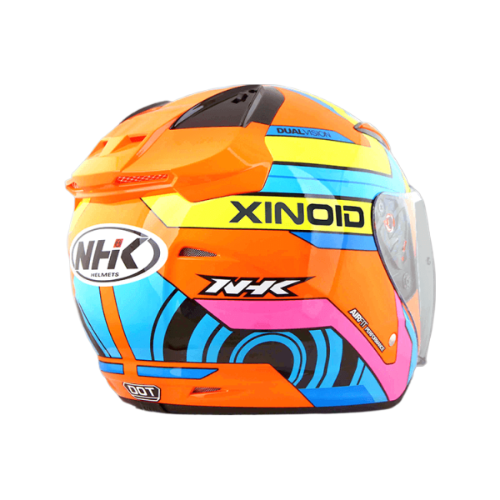 NHK R1 X立方 (Xinoid) 亮面螢光橘黃藍 彩繪 3/4罩式 透氣 內墨片