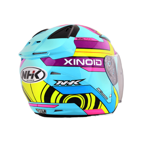 NHK R1 X立方 (Xinoid) 亮面湖水綠紫黃 彩繪 3/4罩式 透氣 內墨片