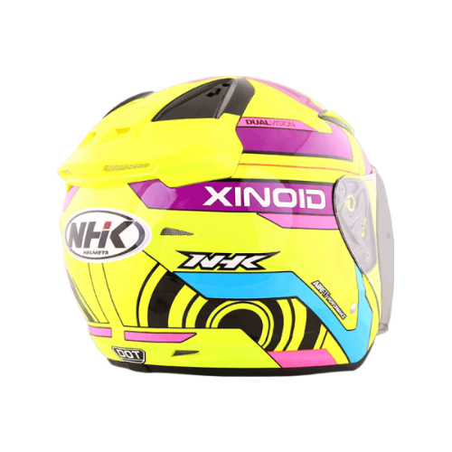 NHK R1 X立方 (Xinoid) 亮面螢光黃紫黃 彩繪 3/4罩式 透氣 內墨片