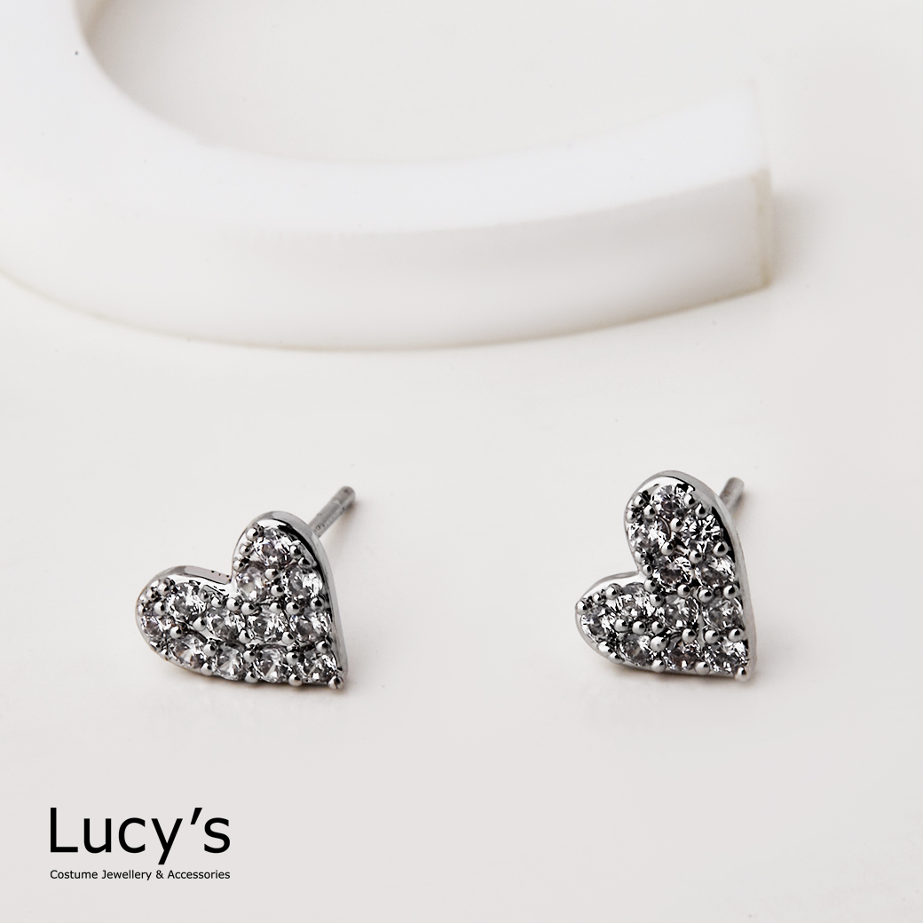 小愛心鑲鑽 耳環 (三色) (113021/113022/113023)