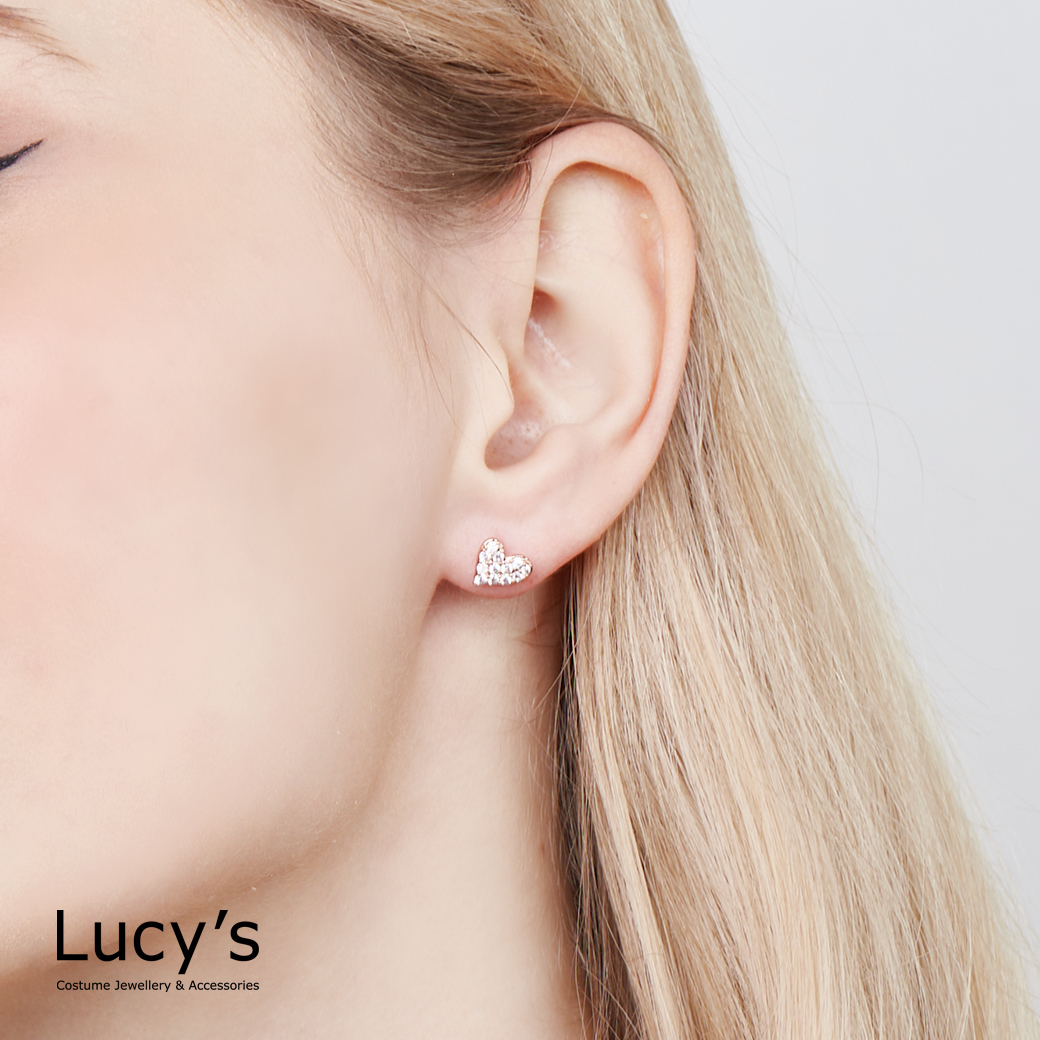 小愛心鑲鑽 耳環 (三色) (113021/113022/113023)