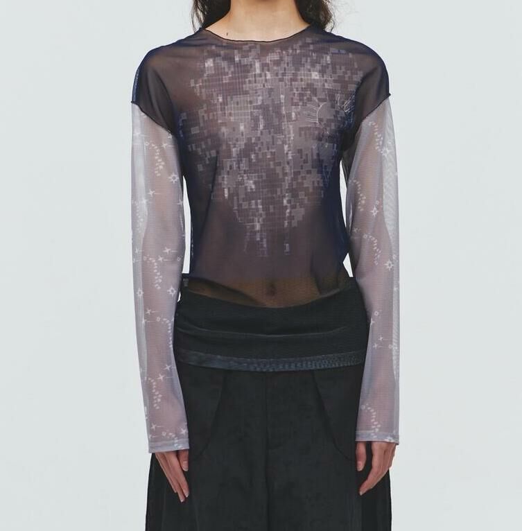 ODLY WORKSHOP Lily Pad Long Sleeve Mesh Tee