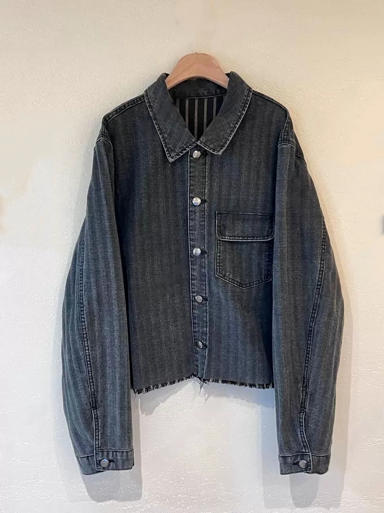 毛邊牛仔短版夾克外套