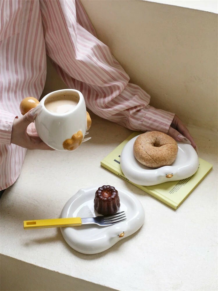 可愛鴨鴨咖啡杯盤組SET