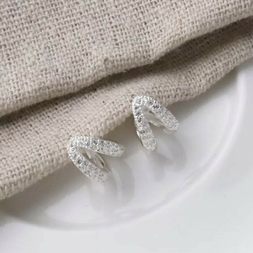 Z29排鑽雙線微鑲純銀易扣