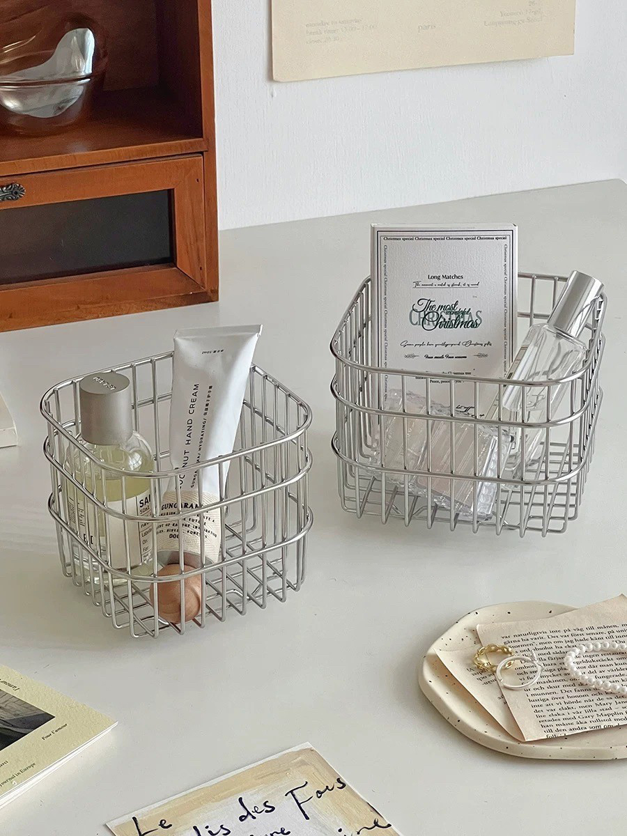 質感銀ins風網狀方形收納藍 / 2款