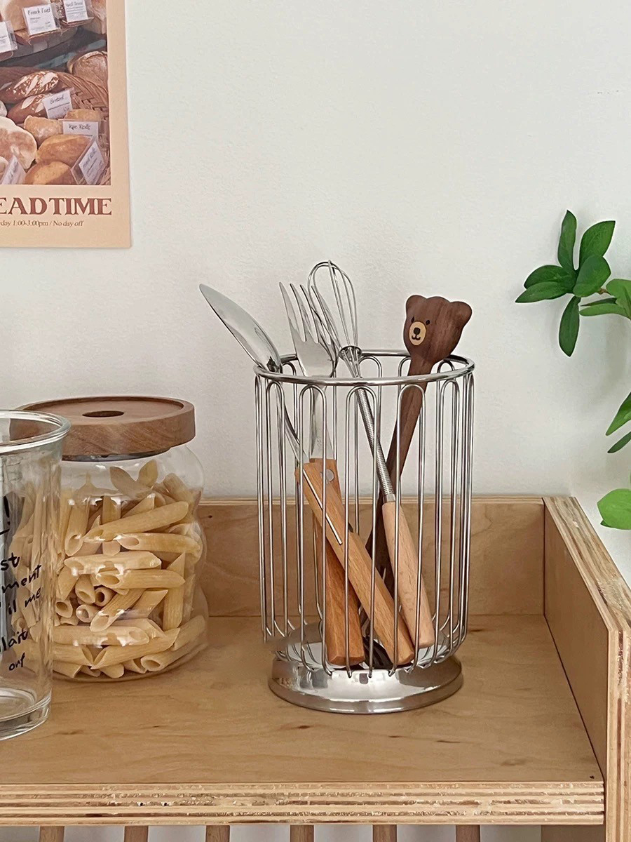 質感銀ins風網狀圓筒收納藍