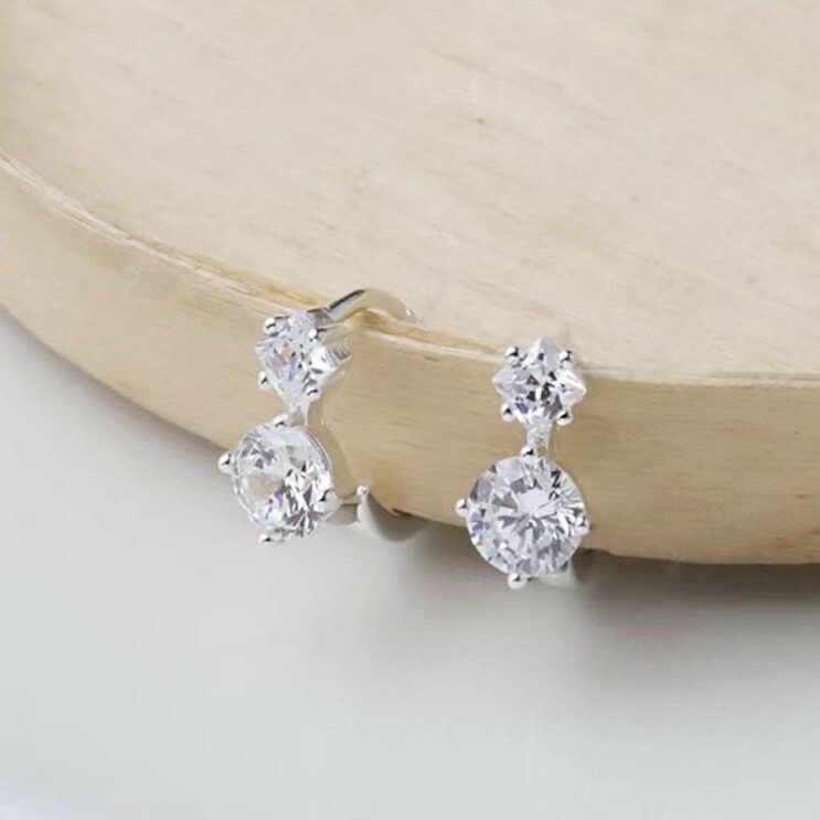 Z17鋯石雙鑽純銀易扣