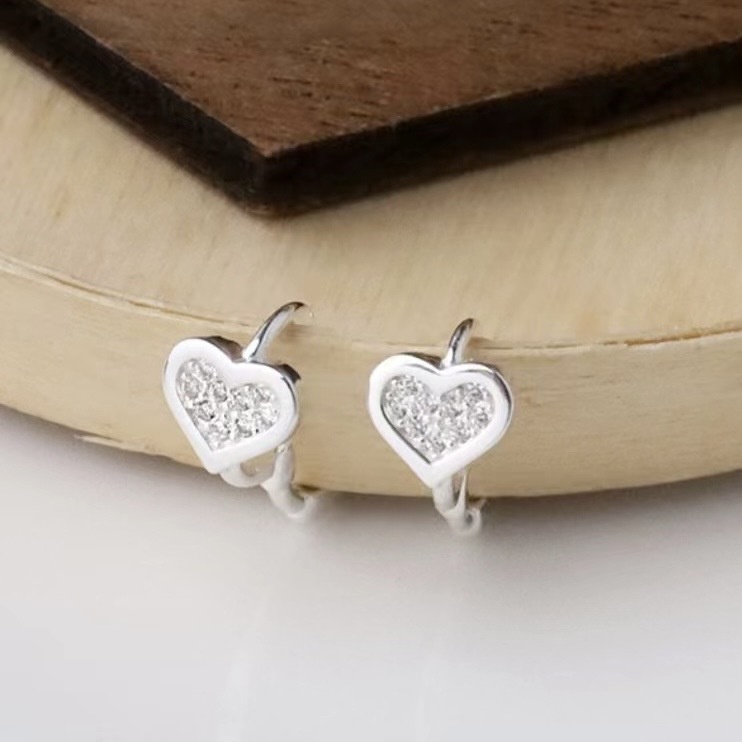 Z19滿鑽愛心極小圈純銀易扣