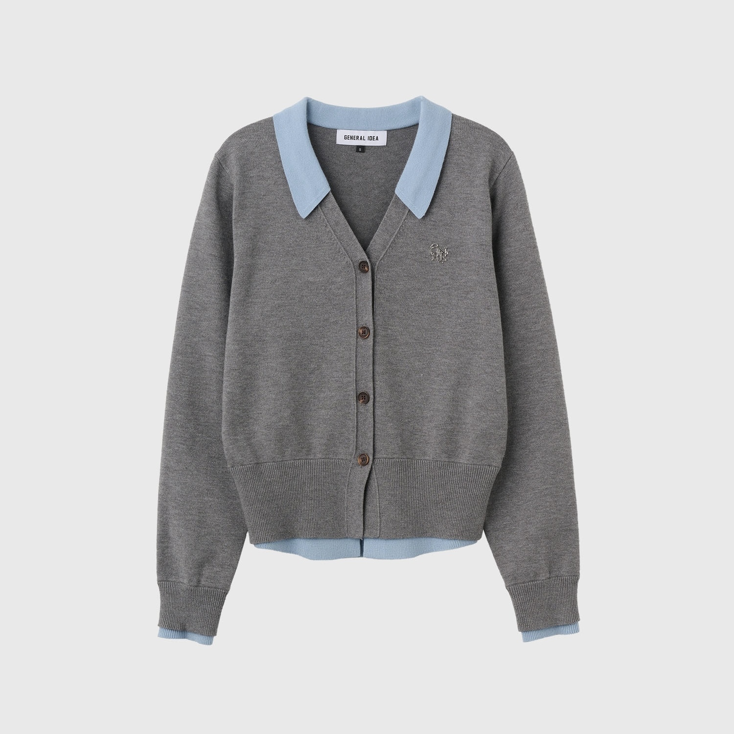 [GENERAL IDEA] ESSENTIAL COLLAR LAYERED CARDIGAN