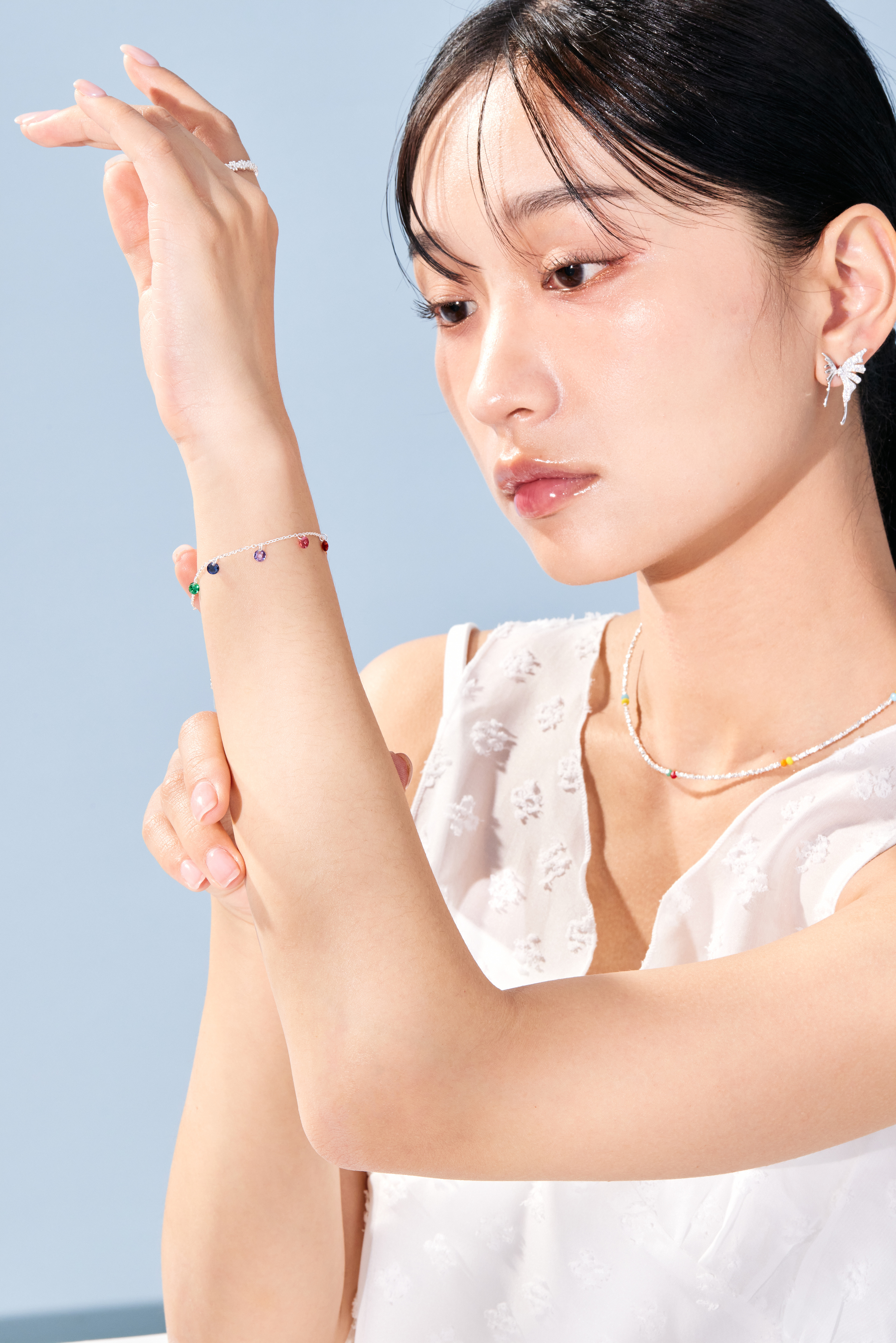 B266 | 純銀繽紛鋯石手鍊