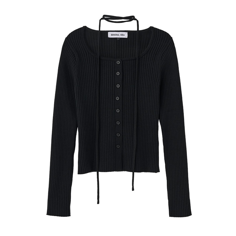 [GENERAL IDEA] NEW CLASSIC RIBBED SQUARE-NECK CARDIGAN