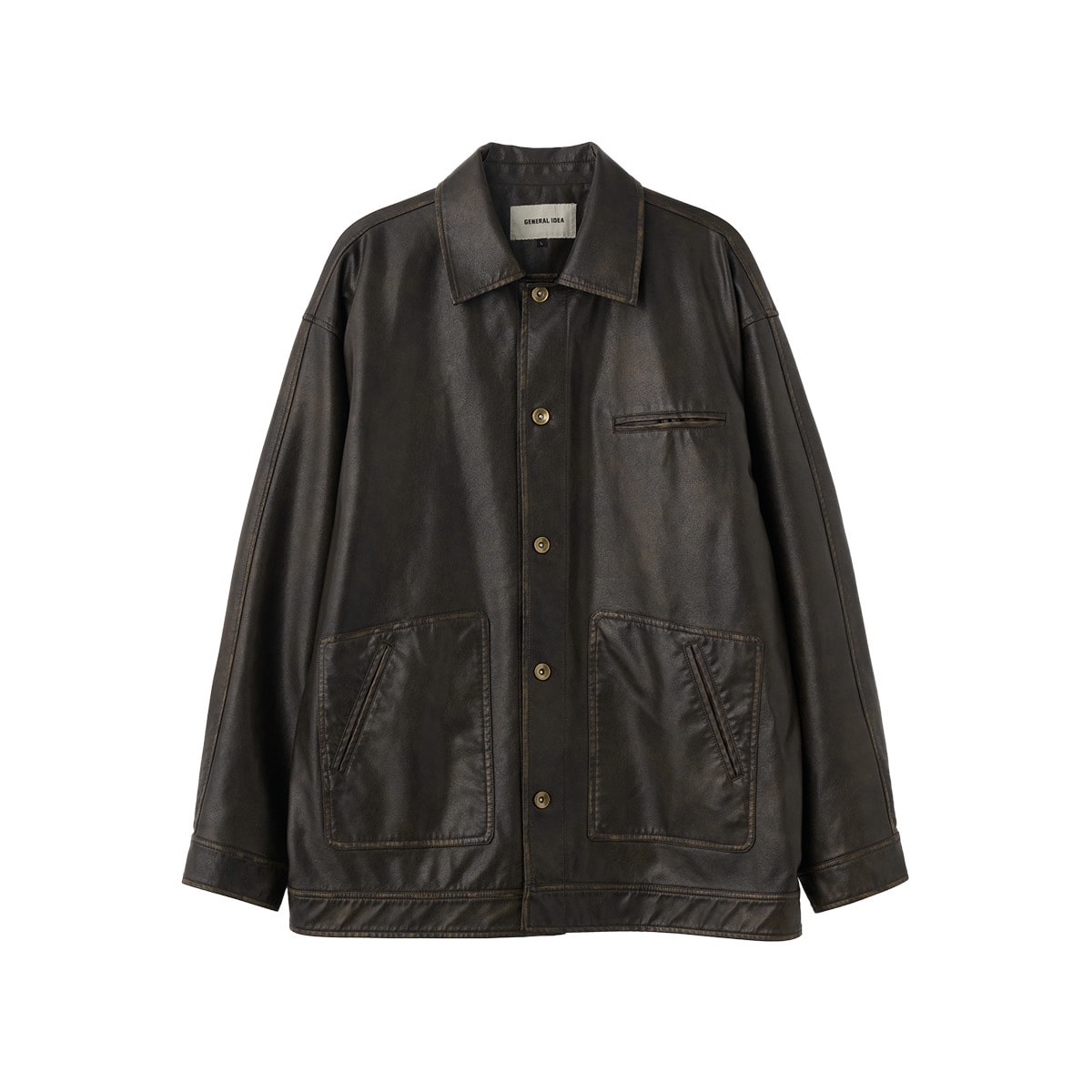[GENERAL IDEA] VINTAGE LEATHER MAC JACKET