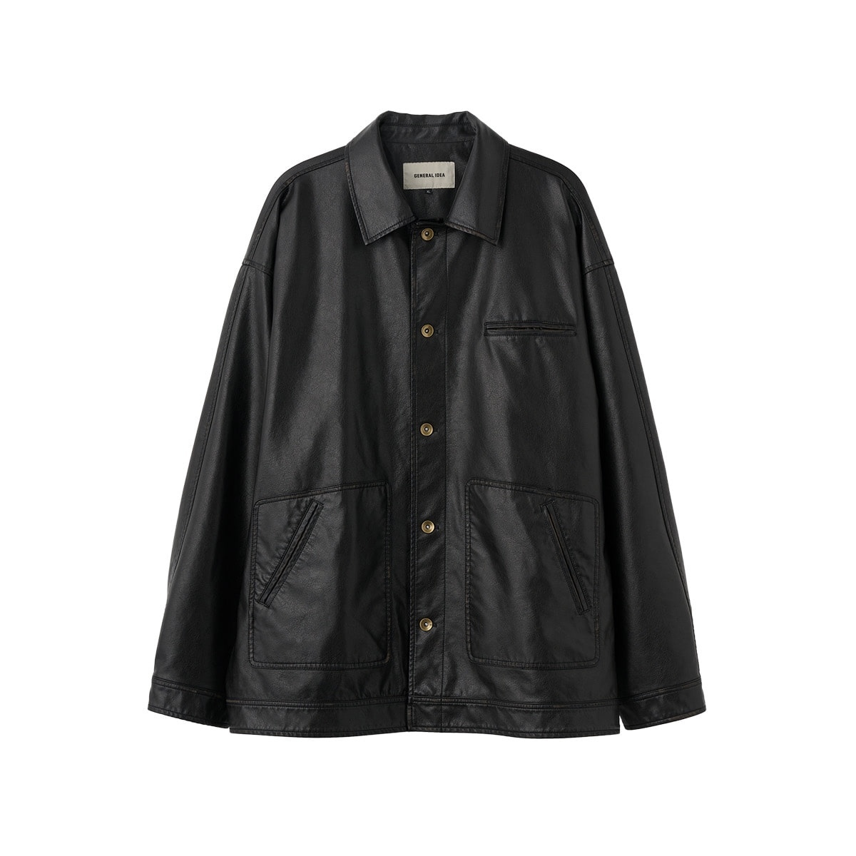 [GENERAL IDEA] VINTAGE LEATHER MAC JACKET