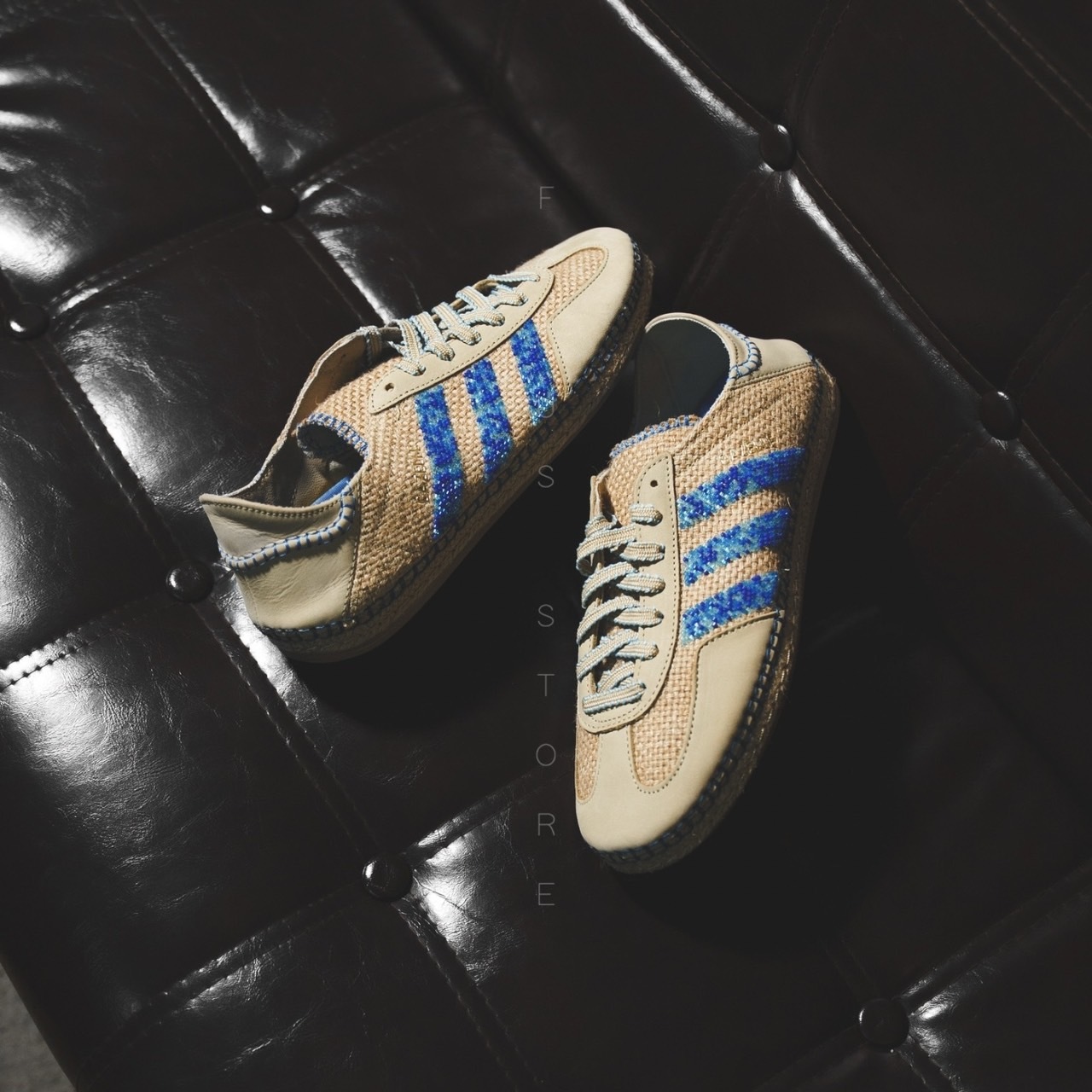 【Focus Store】預購 Clot x Adidas Originals Gazelle "Linen Khaki Light Blue" 亞麻卡其 藍串珠 IH3641