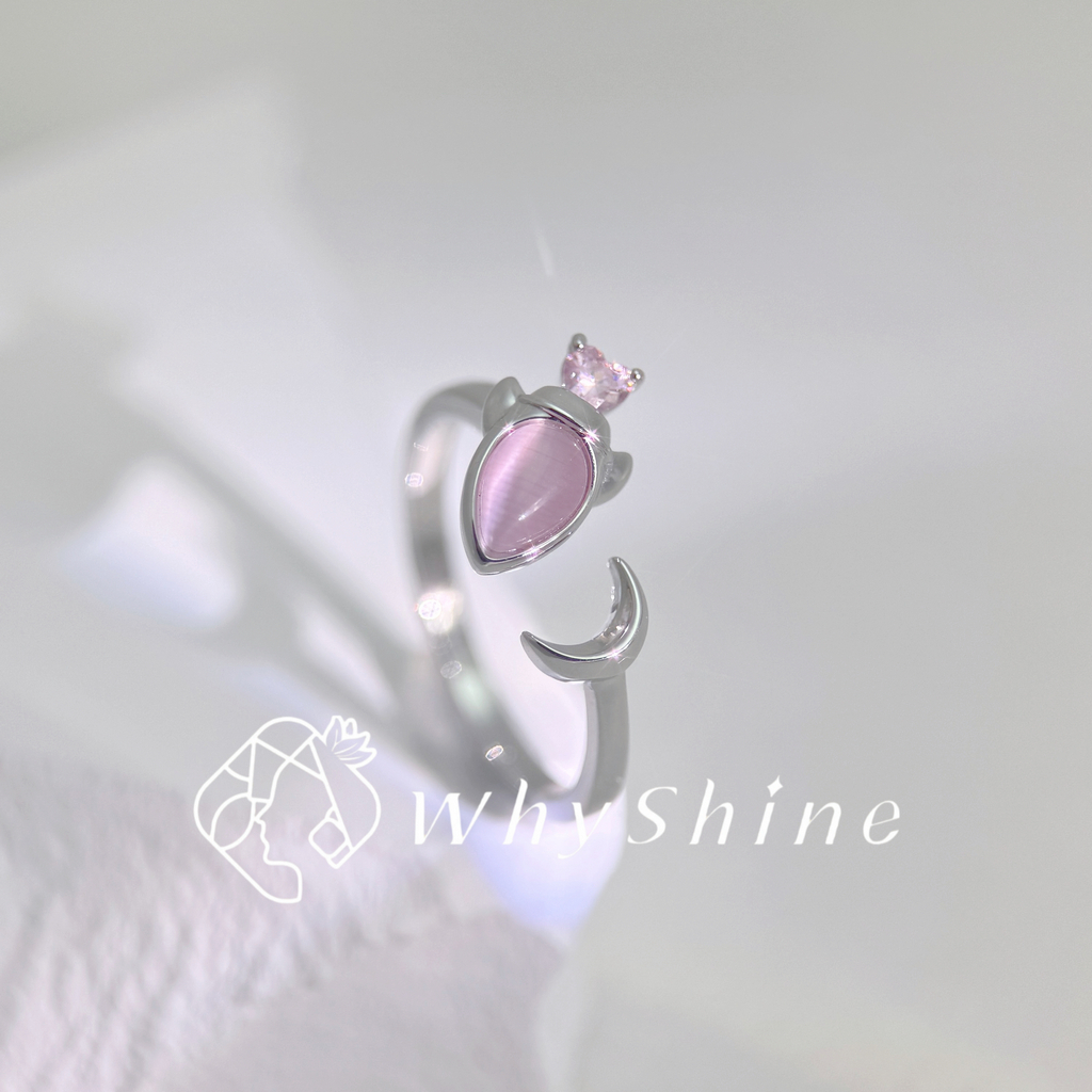 粉貓眼愛心戒指