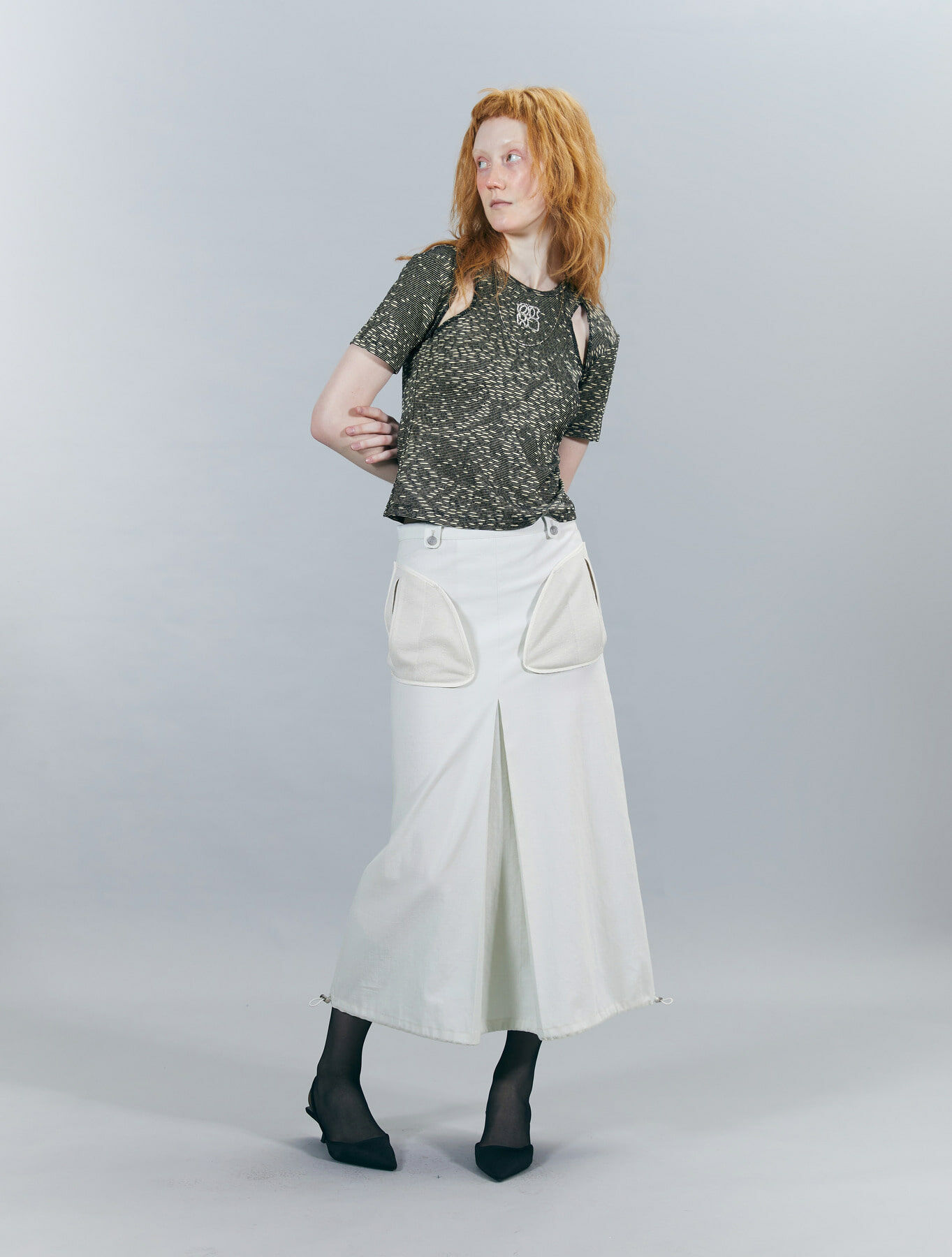 ODLY WORKSHOP Prehnite Big Pocket Midi Skirt
