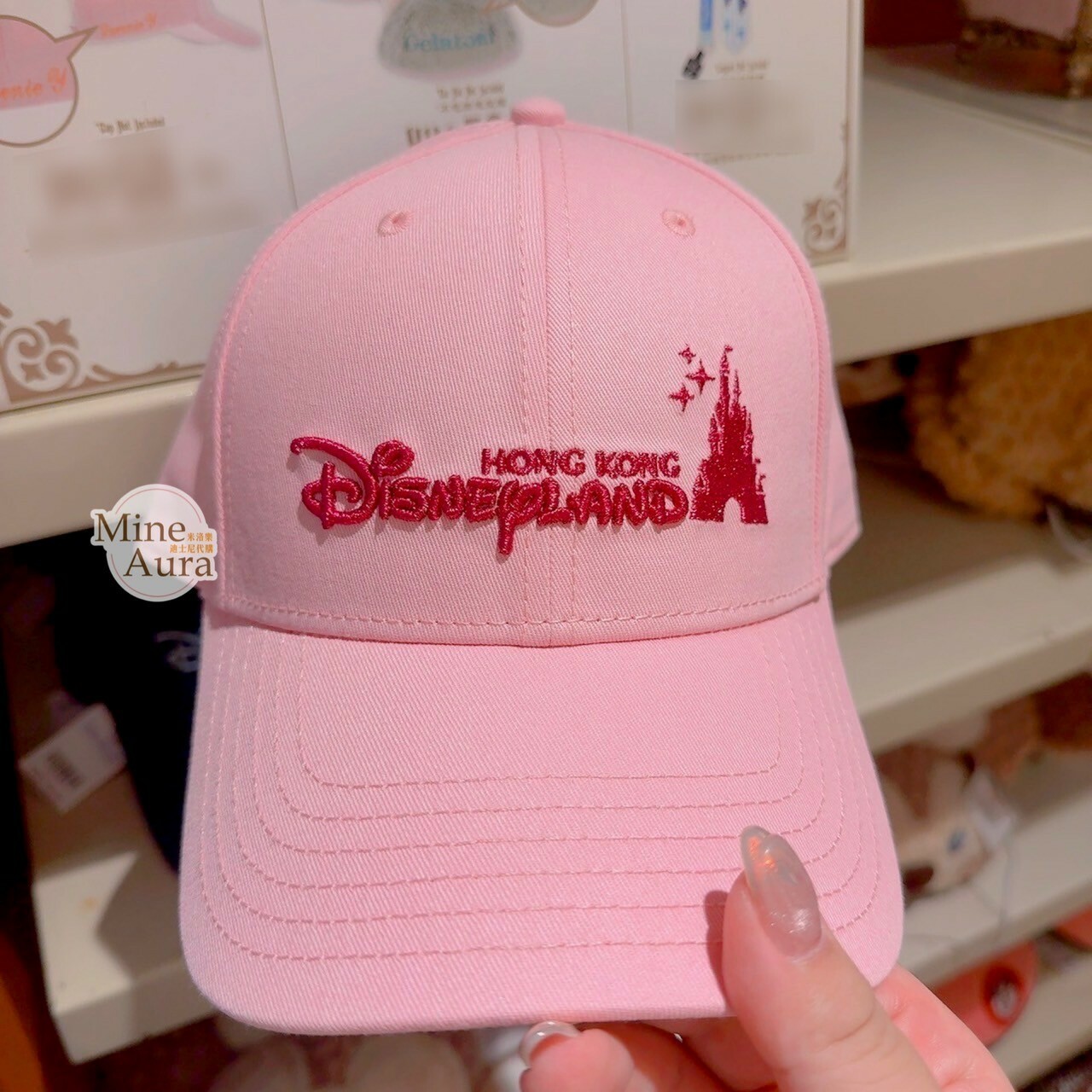 樂園限定 桃紅刺繡LOGO標誌 粉色 棒球帽 (可客製專屬刺繡字母) -香港迪士尼樂園