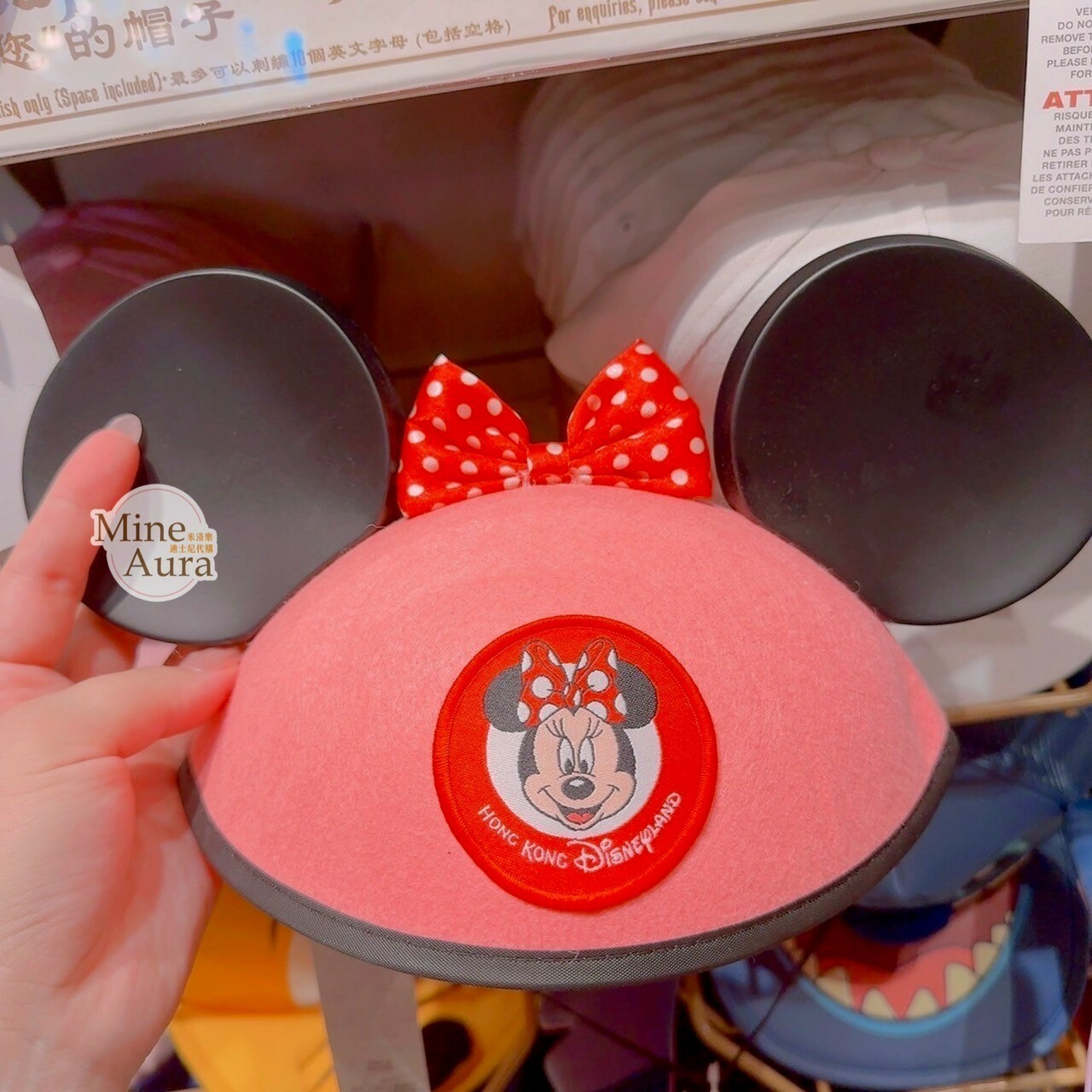米妮 Minnie 蝴蝶結 立體耳朵 造型帽 帽子 (可客製專屬刺繡字母) -香港迪士尼樂園