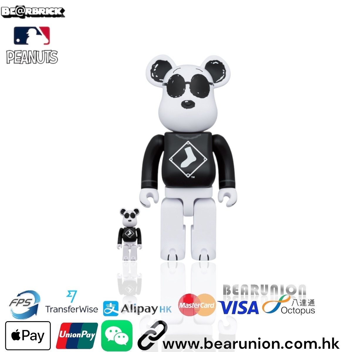 🥇現貨🥇Bearbrick 400% 100% MLB × PEANUTS WHITE SOX