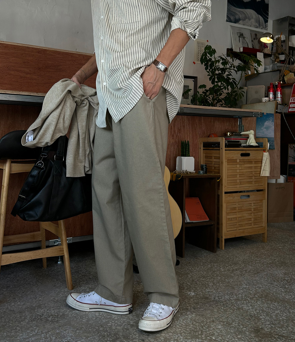 Woody 鬆緊腰棉質寬鬆休閒褲