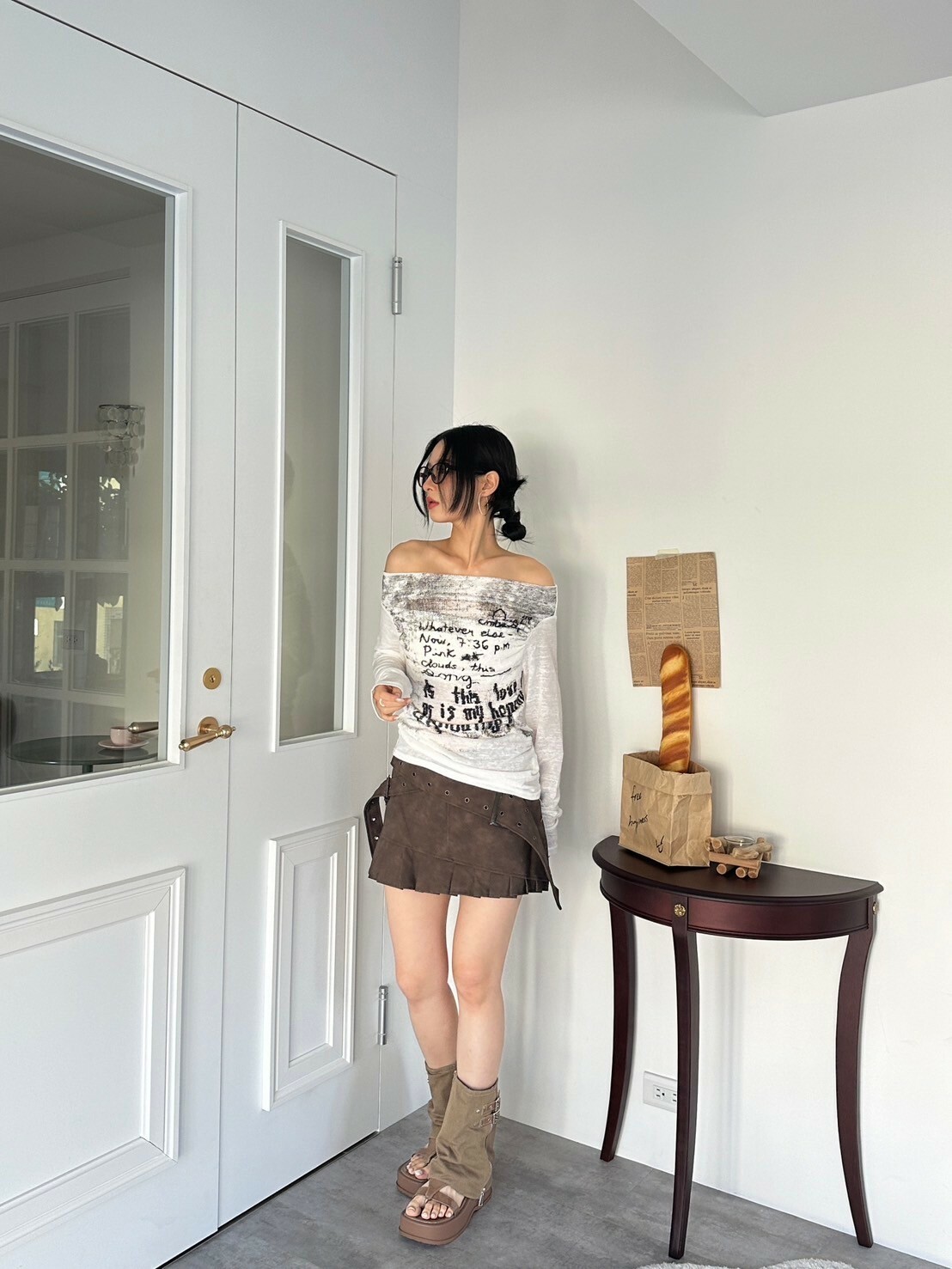 限時收單✈️ 叛逆少女 一字肩字母暈染薄長袖 2colors（現貨）