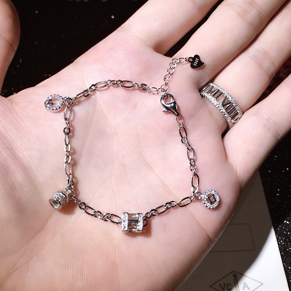 H”純銀s925高級滿鑽小墜流蘇定製手鍊