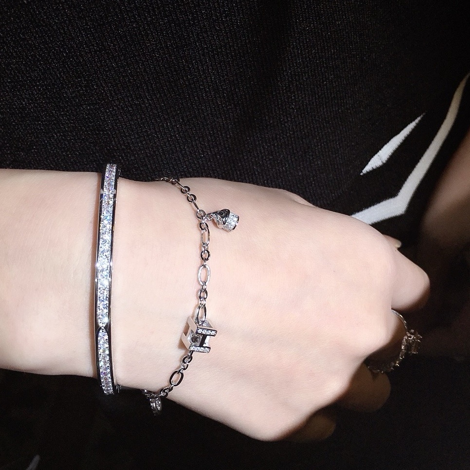 H”純銀s925高級滿鑽小墜流蘇定製手鍊