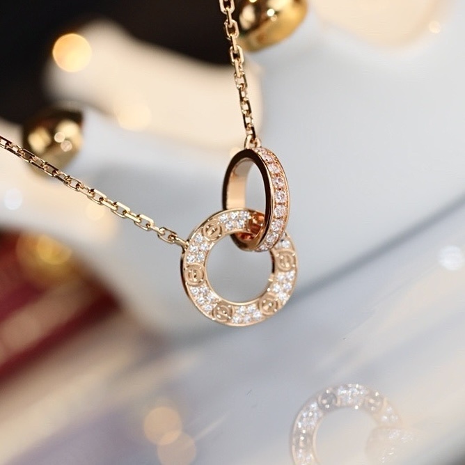 ct Love”18k滿天星雙環雙面高奢定製項鍊