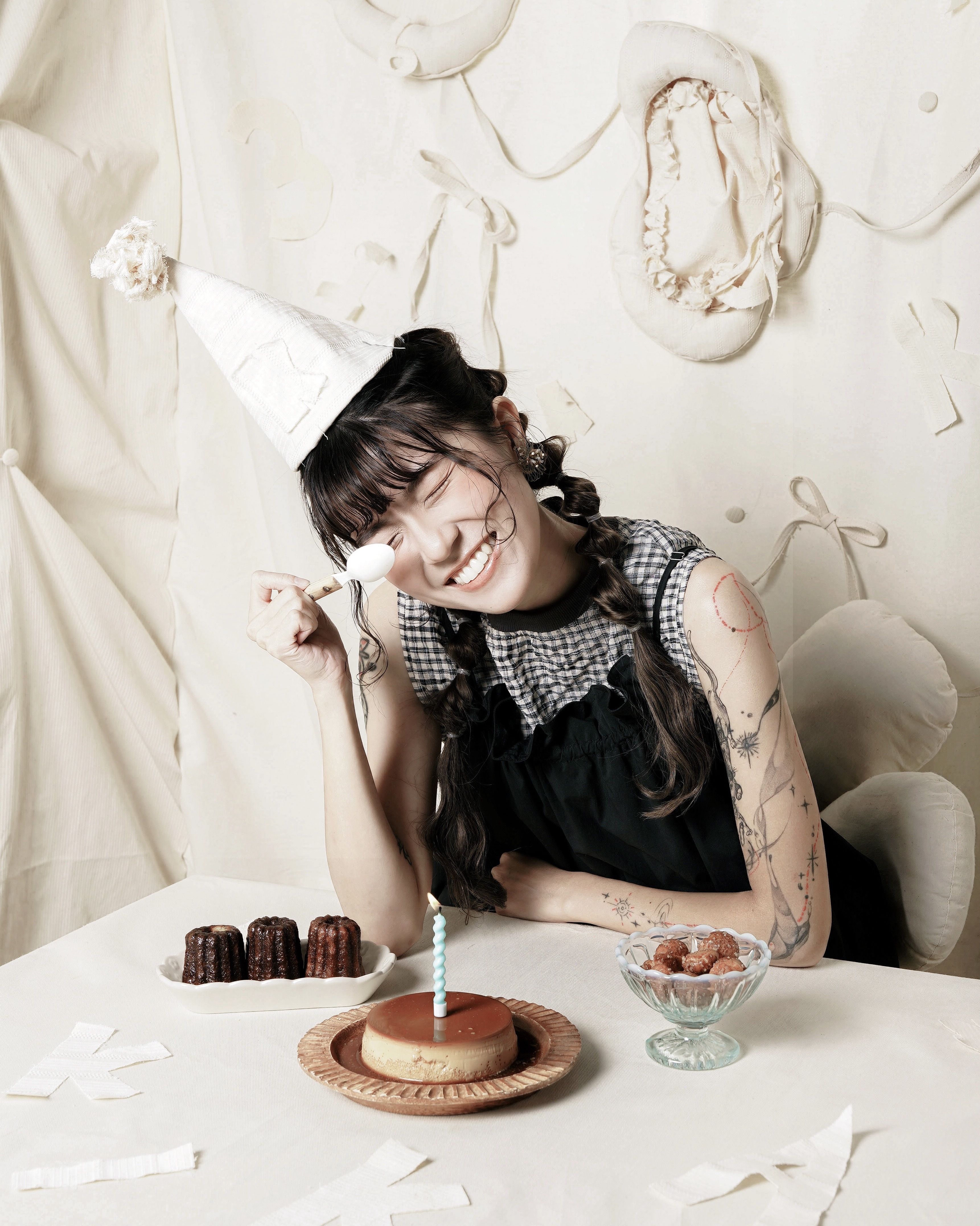 【 Kiki.co made 】Bubble Check Vest ( Grey Neckline )