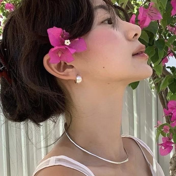 korea浪漫貝殼紋金銀耳釦釘