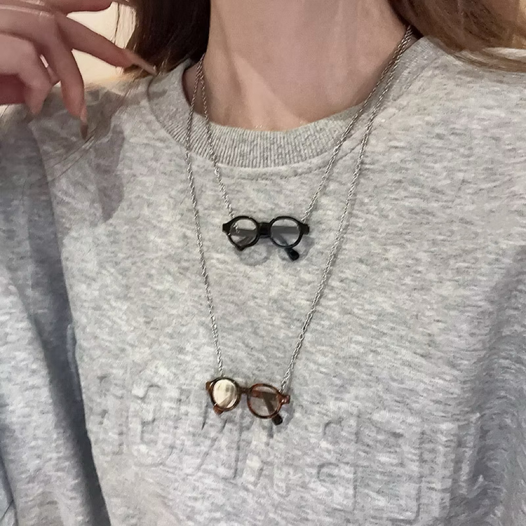 小圓框造型眼鏡”特殊項鍊 爆紅同款