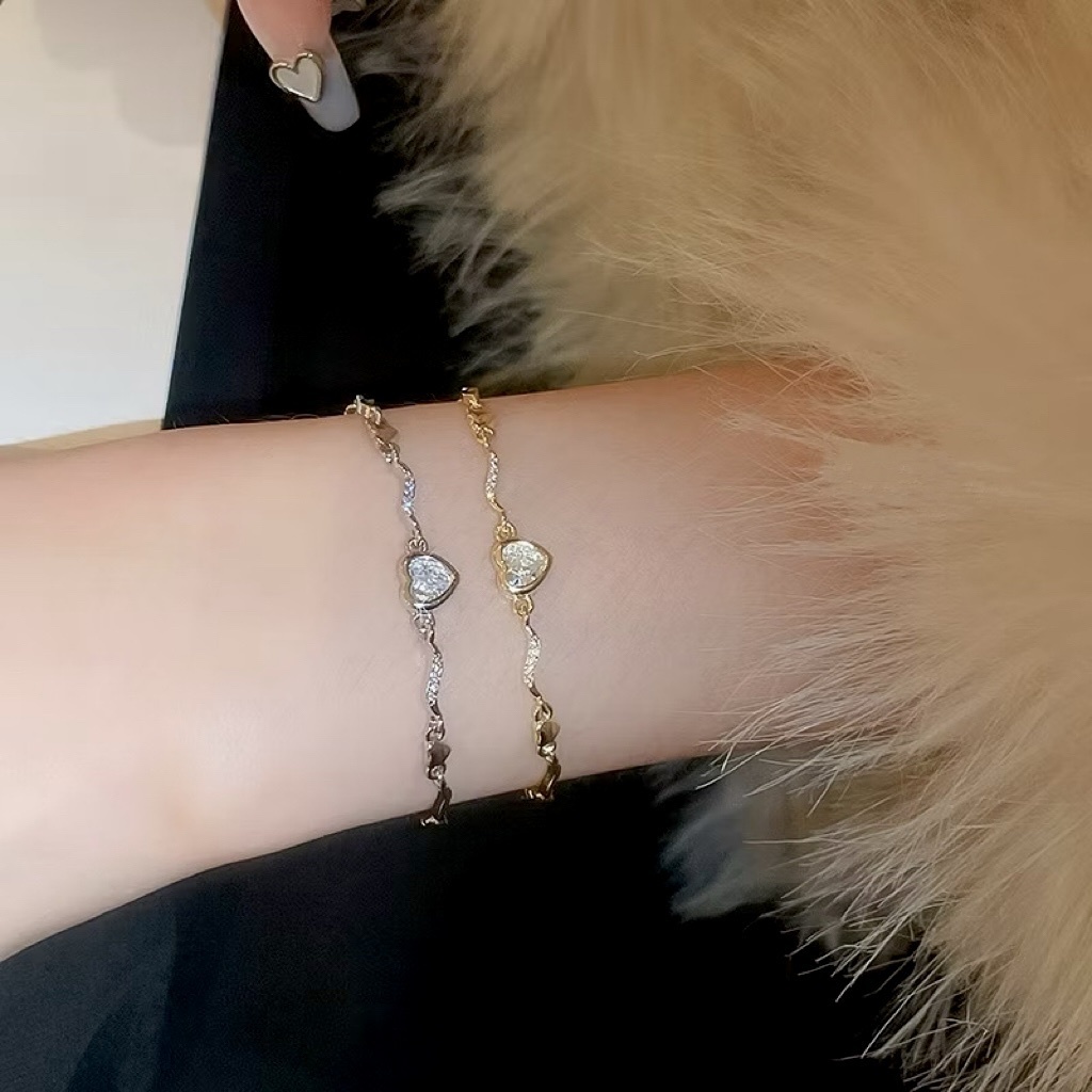 luv水波紋愛心鑽甜酷手鐲鍊