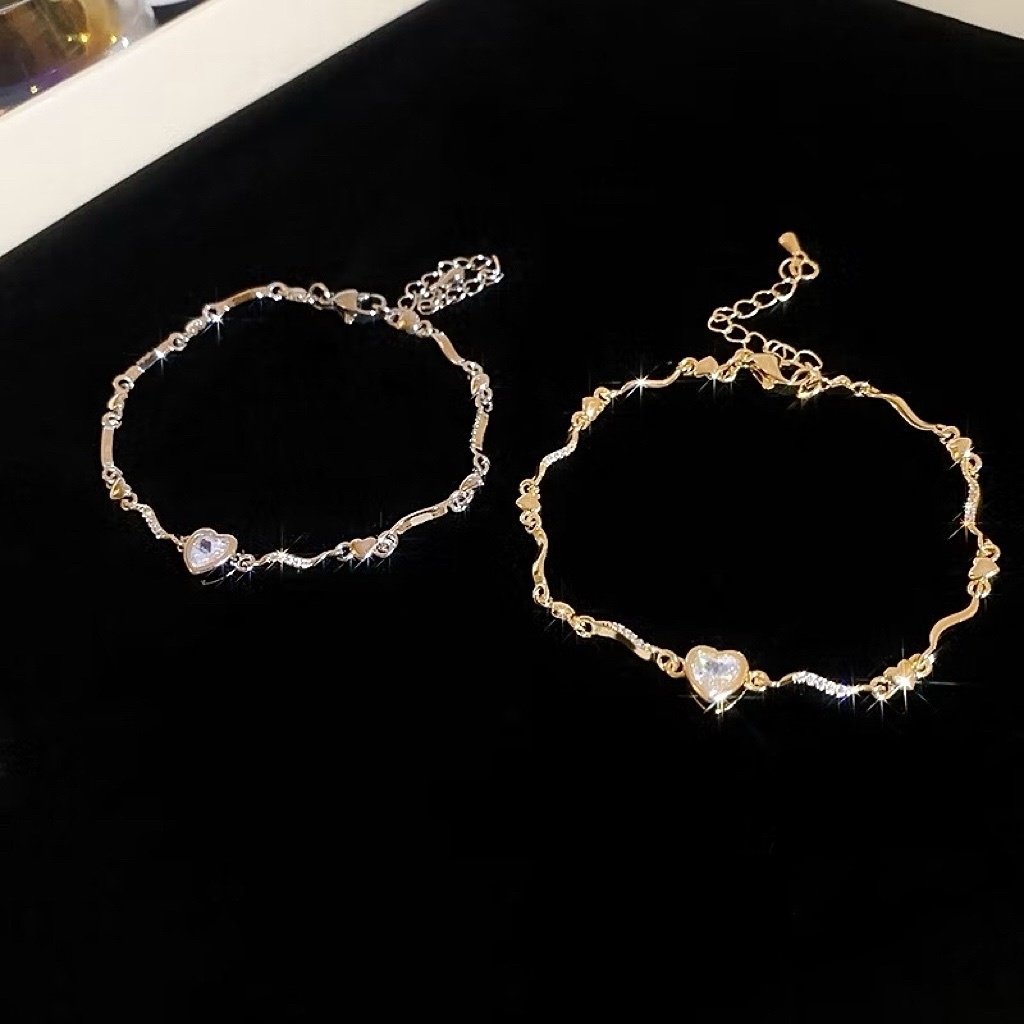 luv水波紋愛心鑽甜酷手鐲鍊