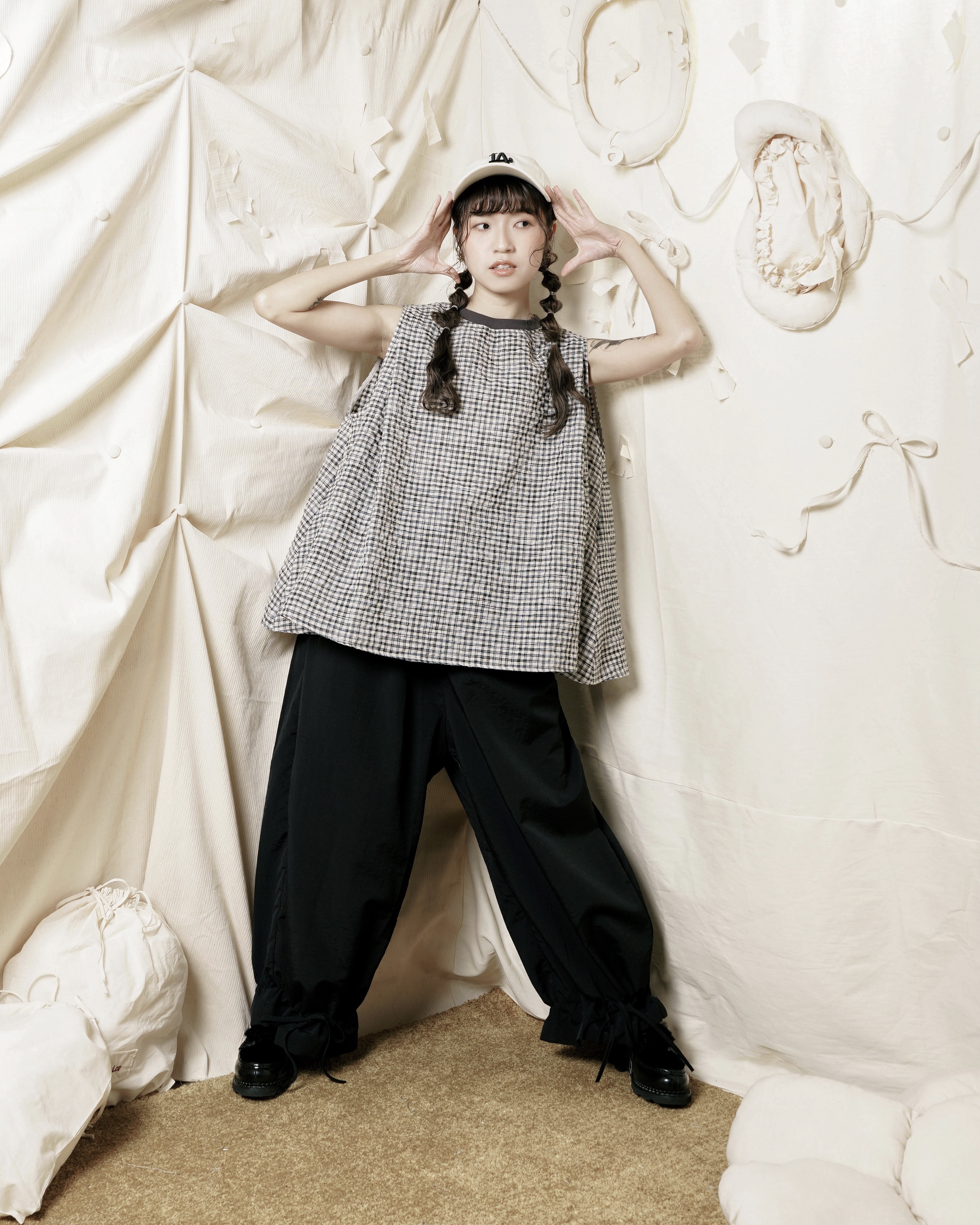 【 Kiki.co made 】 Ribbon Bud Pants Black