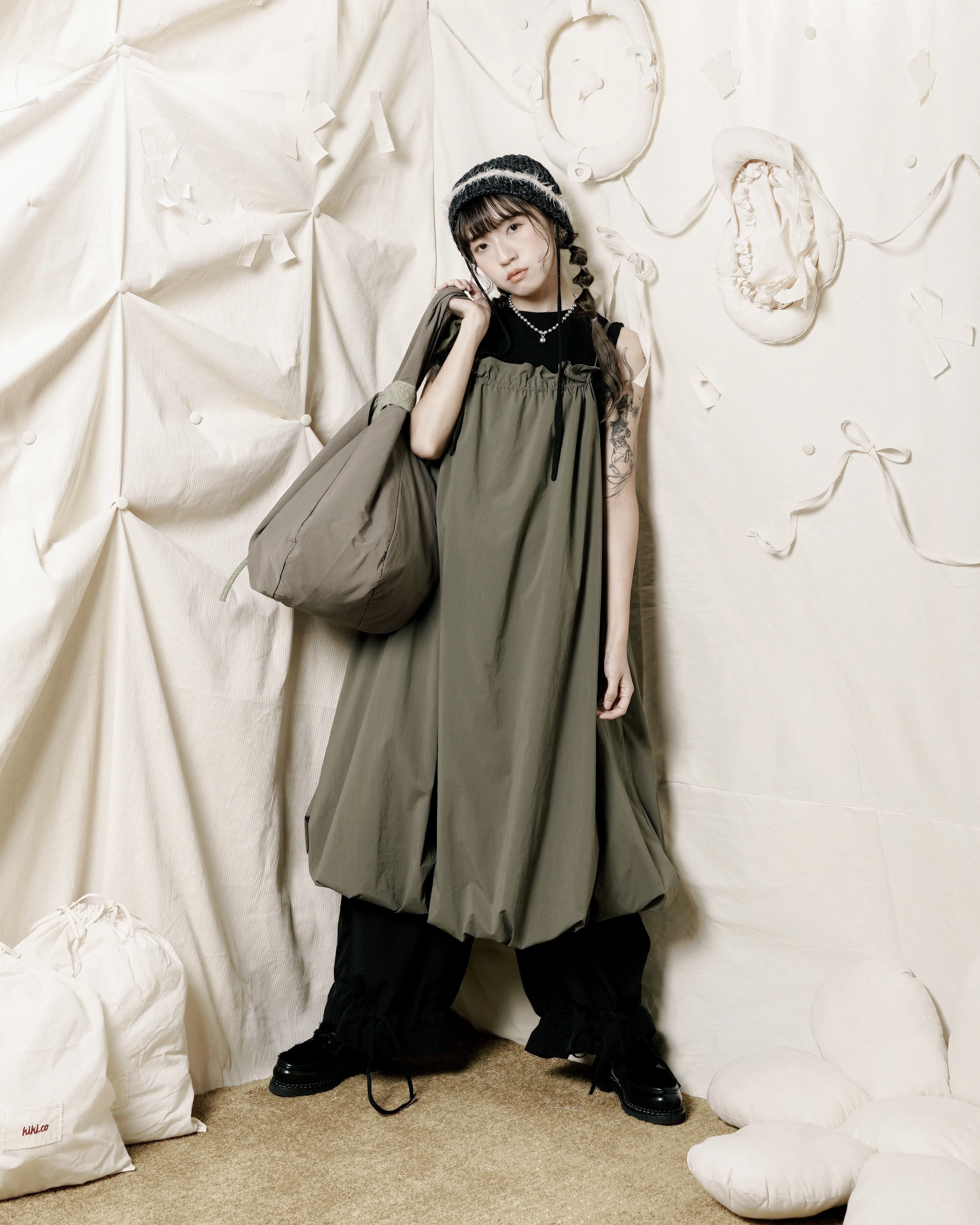 【 Kiki.co made 】 Ribbon Bud Pants Black