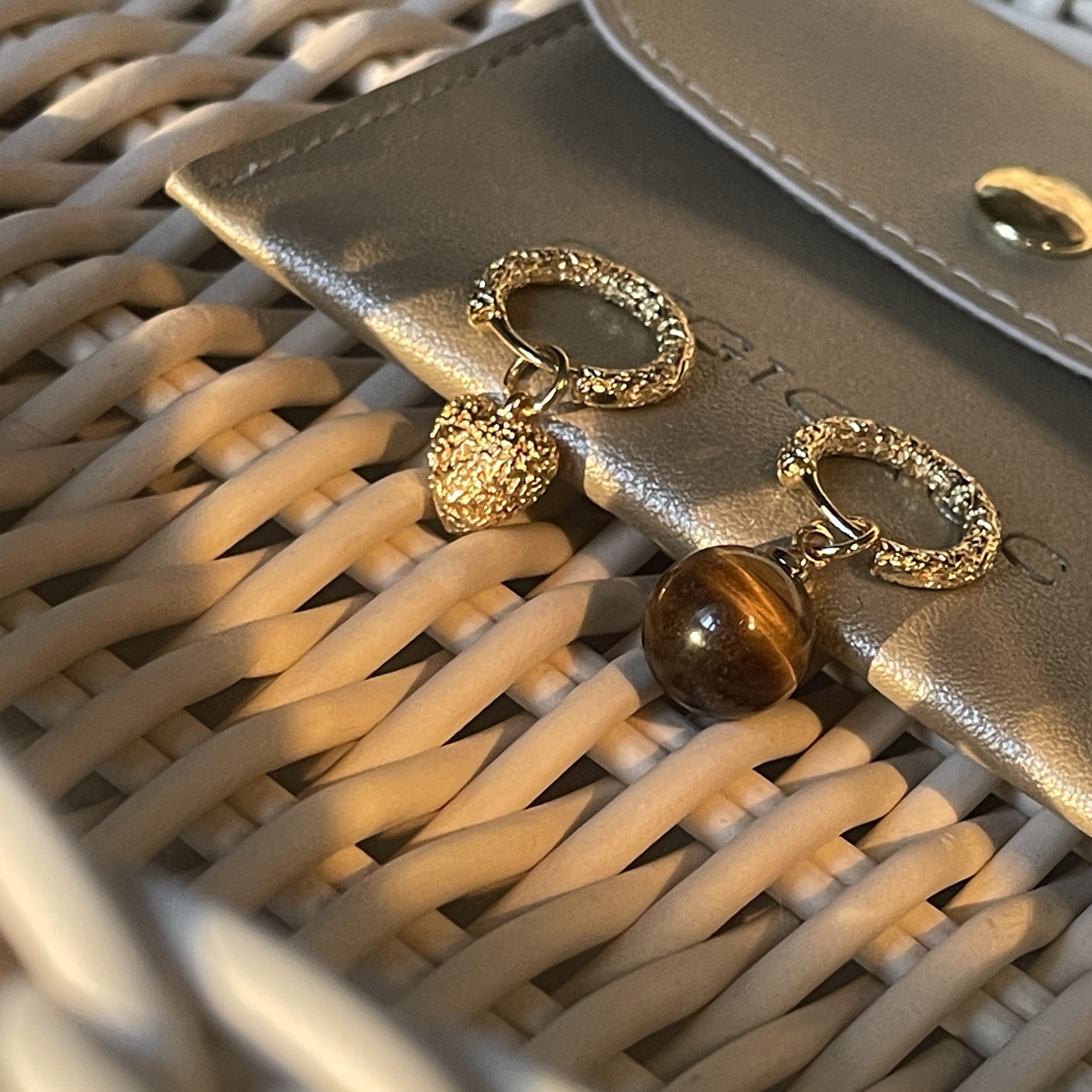 復古美拉德金箔心 一款兩戴小墜耳釦釘