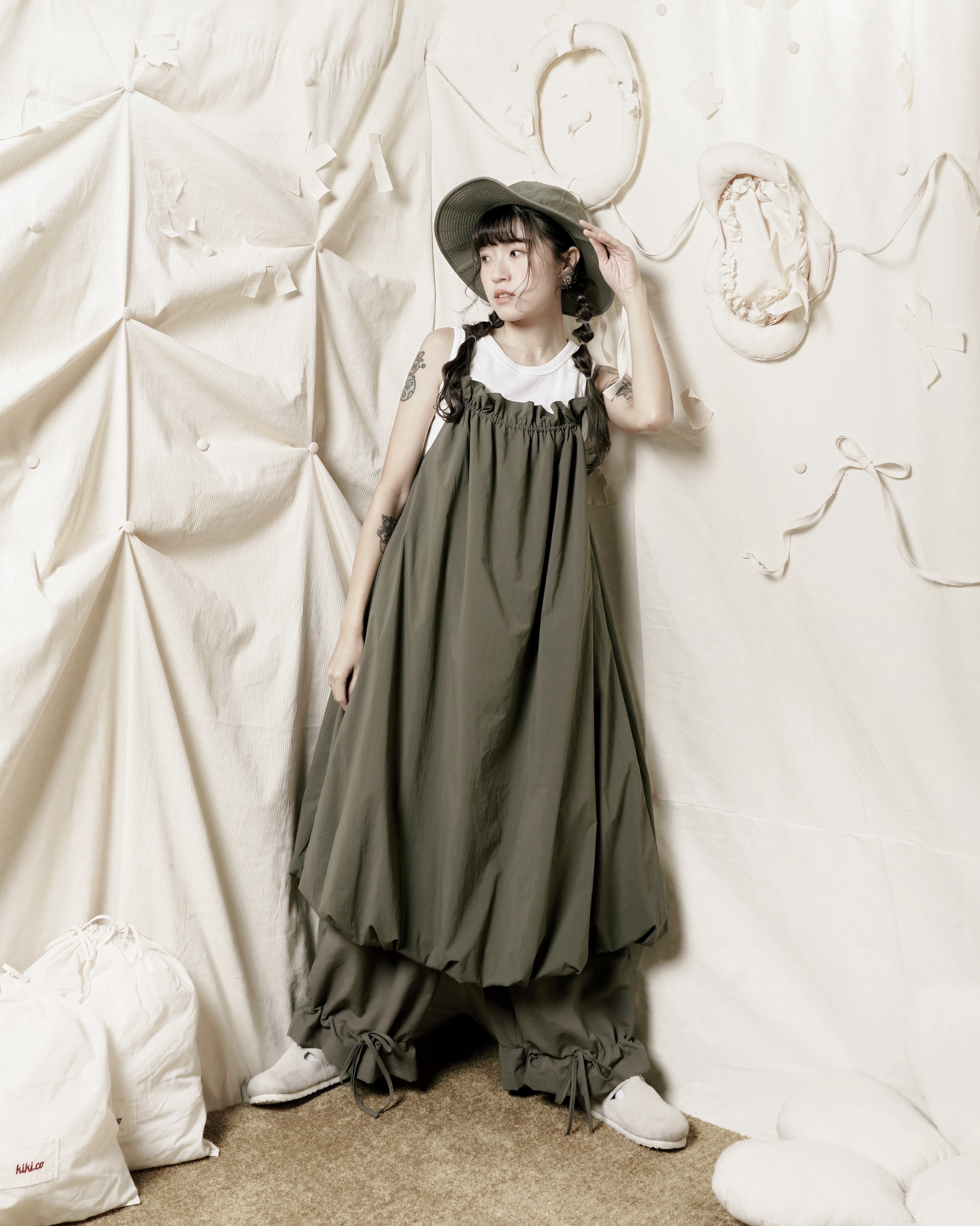 【 Kiki.co made 】 Ribbon Bud Pants Green