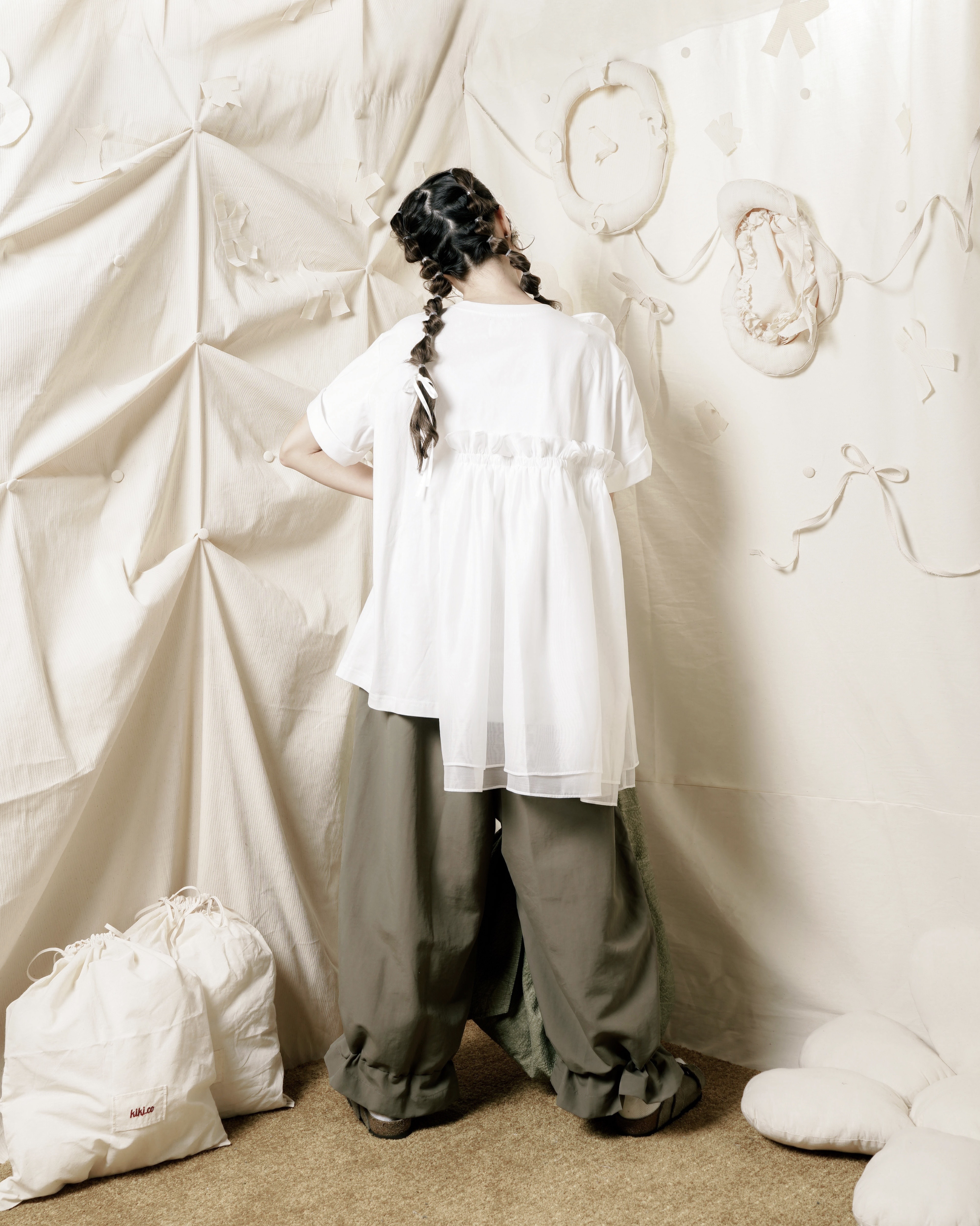 【 Kiki.co made 】 Ribbon Bud Pants Green