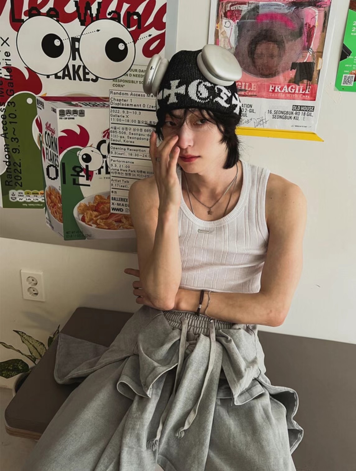 【HERETICS STUDIO 】韓國 고품질 十字 歌德 文字 針織 穿搭必備 帽子 毛帽