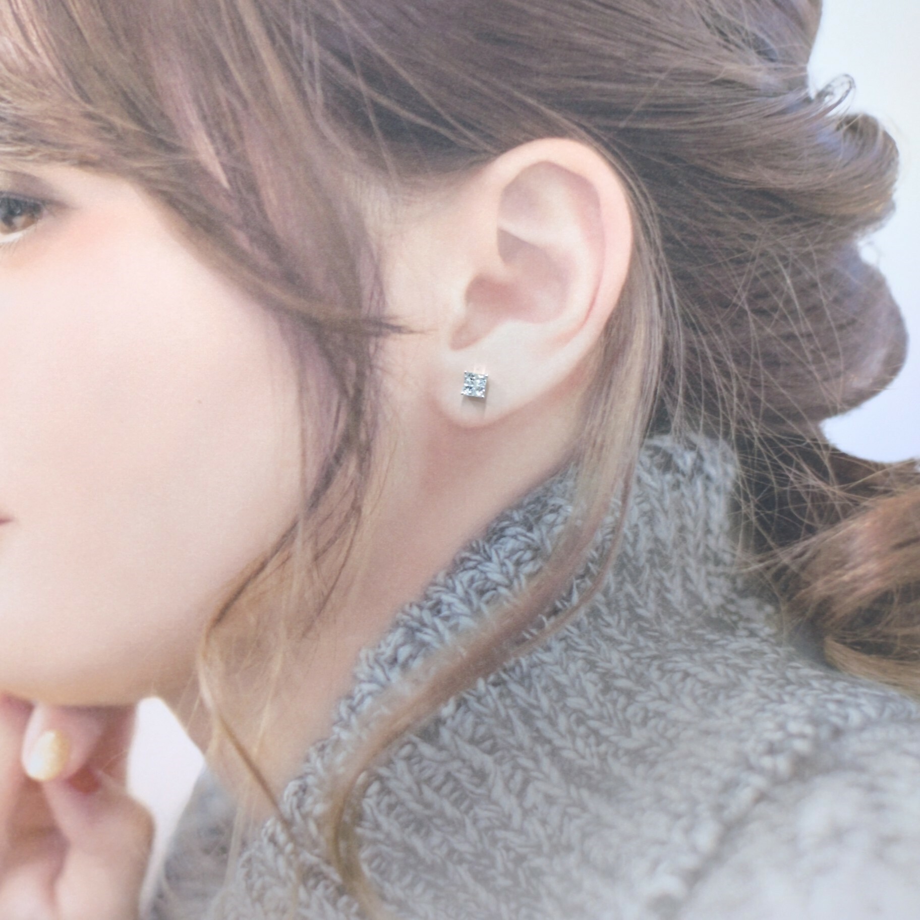 18K White Gold 0.57ct Princess Cut Diamond Earrings