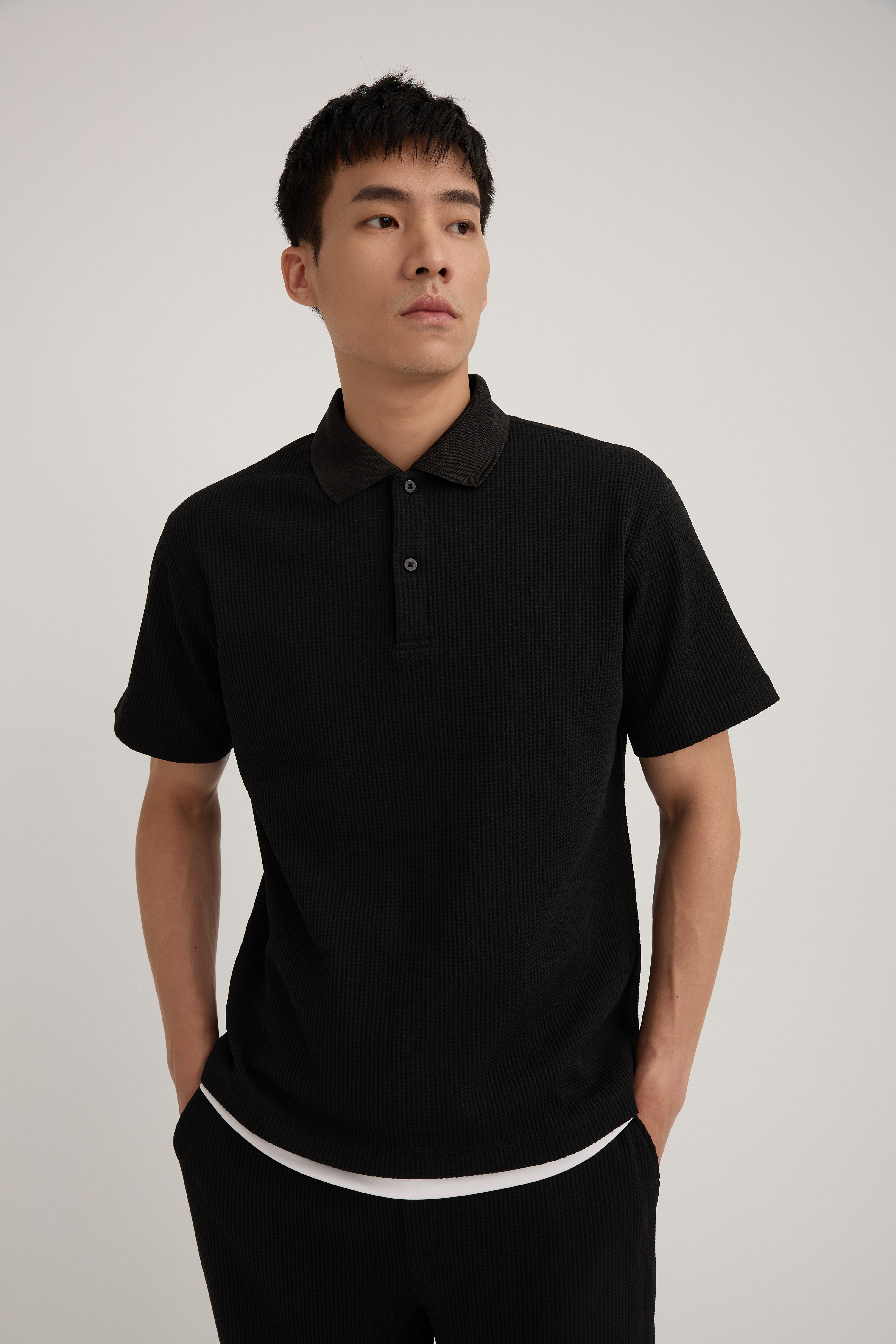 WAFFLE POLO衫 男（黑）