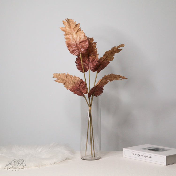 人造花 罌粟葉束 淺棕