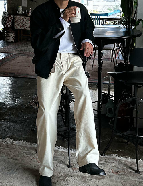 Marlowe 棉質後鬆緊休閒寬褲