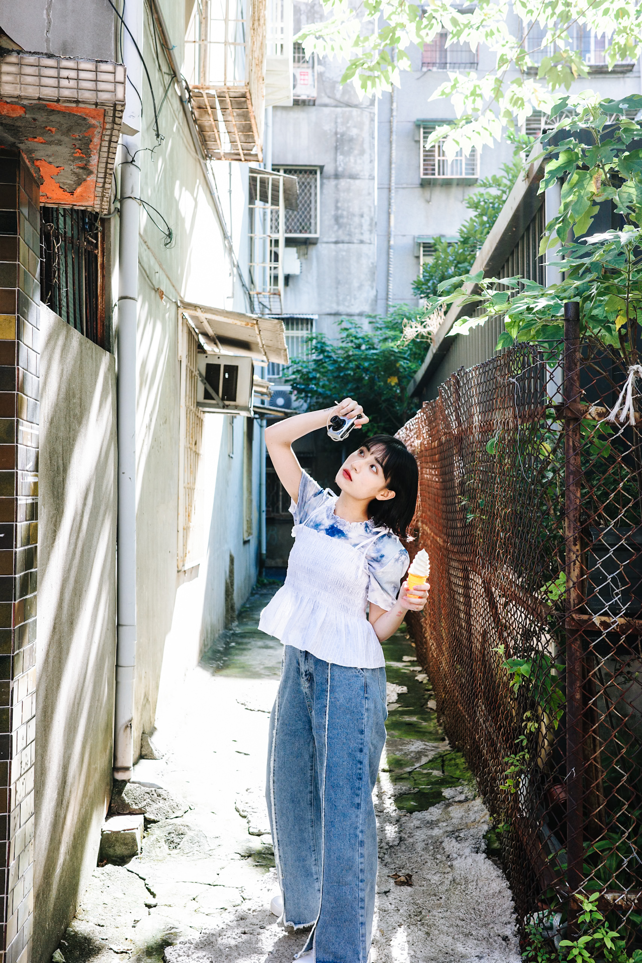 三色／牛仔雙流蘇開叉長褲／Double Fringed Slit Jeans