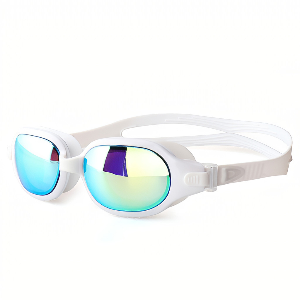 成人寬視野大鏡片鍍膜泳鏡 - 白