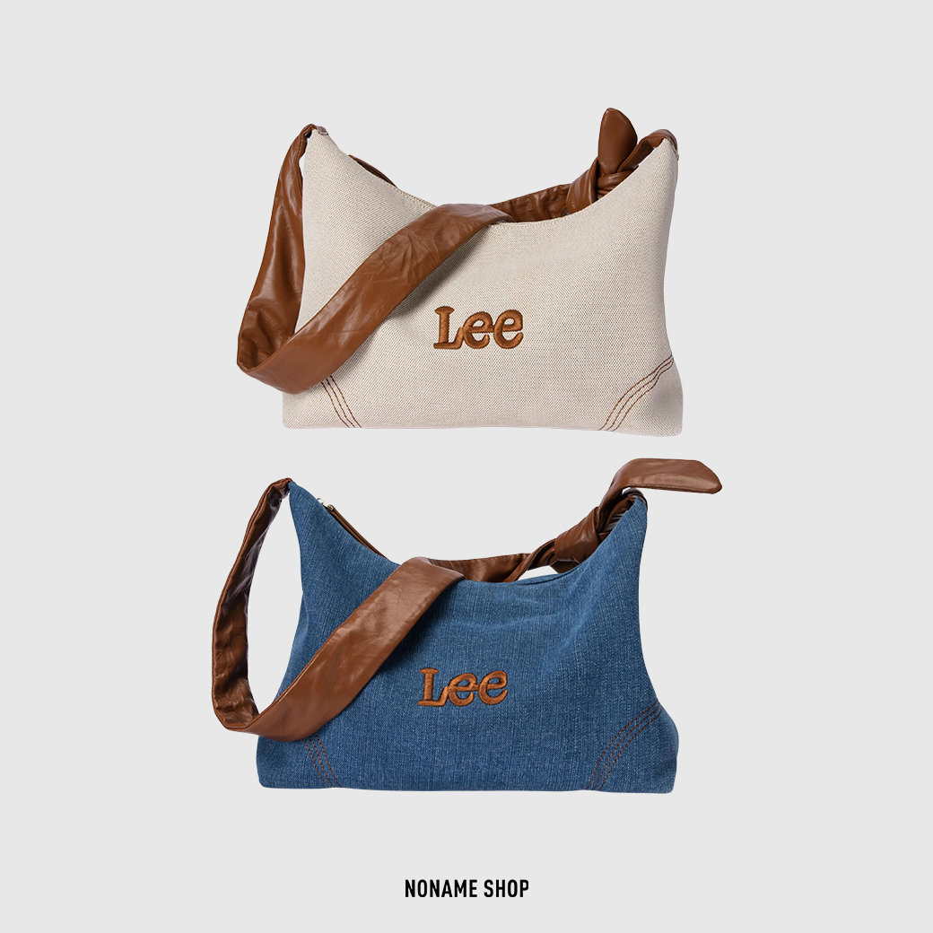 LEE 刺繡 LOGO 帆布包 皮革 扭結 大容量 兩色