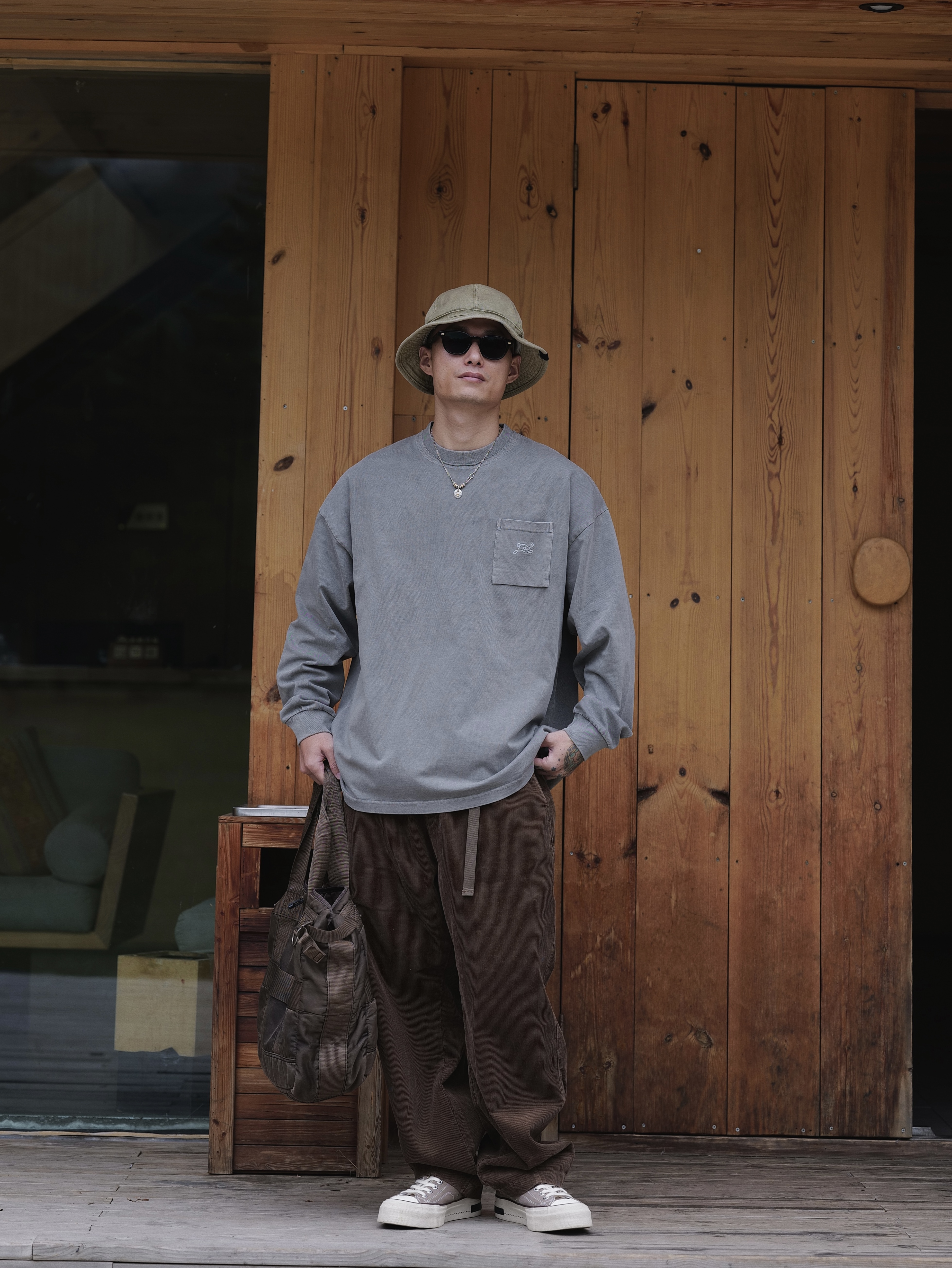 #預購 UNBENT 24AW 復古 水洗蠟染 刺繡長踢 3色